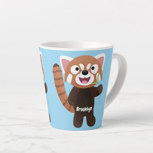 Tasse Latte Illustration de panda rouge mignon (Angle droit)