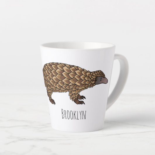 Tasse Latte Illustration de pangolin à queue longue (Angle droit)
