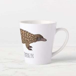 Tasse Latte Illustration de pangolin à queue longue