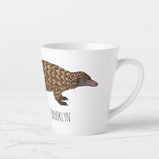 Tasse Latte Illustration de pangolin à queue longue (Droite)
