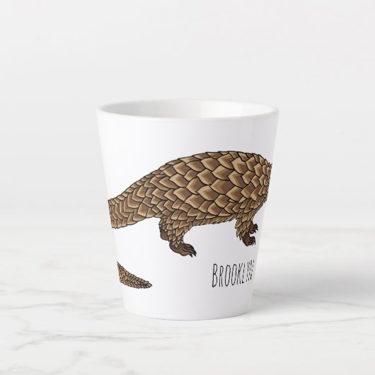 Tasse Latte Illustration de pangolin à queue longue (Devant)
