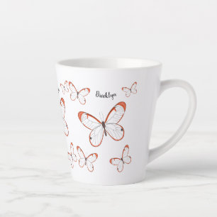 Tasse Latte Illustration de papillon en verre