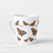 Tasse Latte Illustration de papillon monarque (Angle gauche)