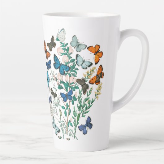 Tasse Latte Illustration de papillons papillons du XIXe siècle (Droite)