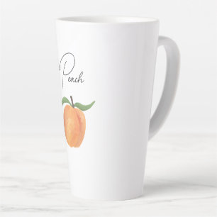 Tasse Latte Illustration de pêche peinte mignonne