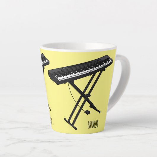 Tasse Latte Illustration de piano clavier (Angle droit)