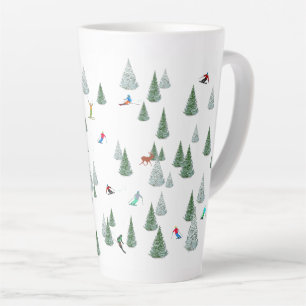 Tasse Latte Illustration de skieurs en ski de descente