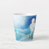 Tasse Latte Illustration de Snowman et Penguin (Devant)