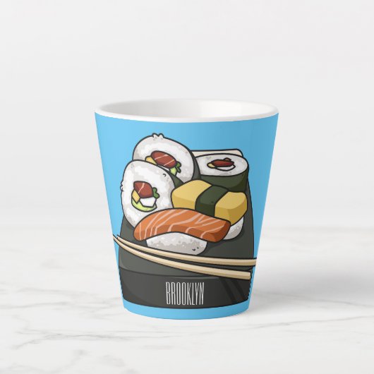Tasse Latte Illustration de sushi (Devant)