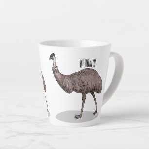 Tasse Latte Illustration d'Emu bird