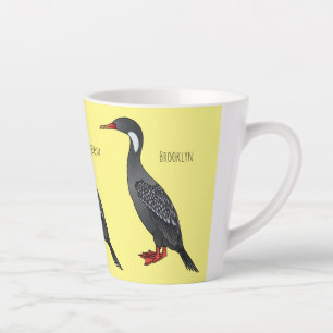 Tasse Latte Illustration d'oiseau cormoran à pattes rouges