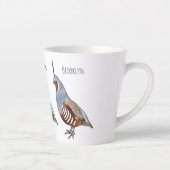 Tasse Latte Illustration d'oiseau de caille de montagne (Droite)