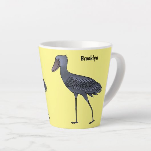 Tasse Latte Illustration d'oiseau de cordonnier (Angle droit)