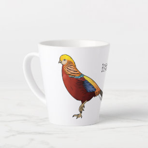 Tasse Latte Illustration d'oiseau de faisan doré
