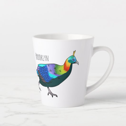 Tasse Latte Illustration d'oiseau monal himalayen (Droite)