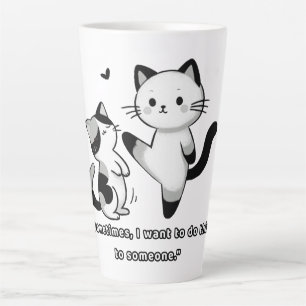 Tasse Latte Illustration drôle de chat siamois qui donne un co