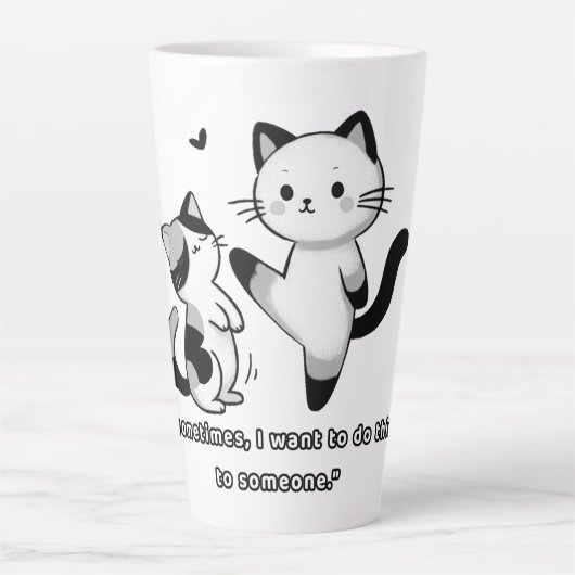Tasse Latte Illustration drôle de chat siamois qui donne un co (Devant)