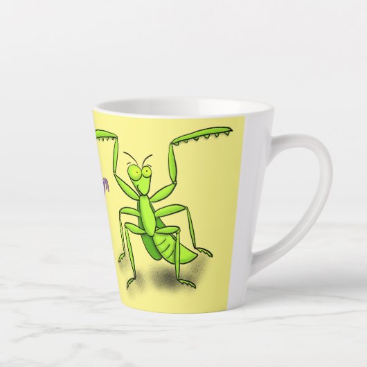 Tasse Latte Illustration drôle de mante verte en prière (Droite)