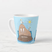 Tasse Latte Illustration drôle de morse joyeux (Angle gauche)