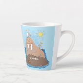 Tasse Latte Illustration drôle de morse joyeux (Droite)