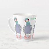 Tasse Latte Illustration drôle de pigeon curieux (Angle gauche)