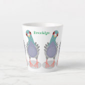 Tasse Latte Illustration drôle de pigeon curieux (Devant)