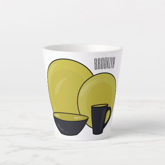 Tasse Latte Illustration du jeu de produits de table (Devant)