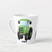 Tasse Latte Illustration du joli joyeux tracteur agricole vert (Angle gauche)