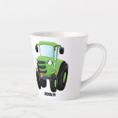 Tasse Latte Illustration du joli joyeux tracteur agricole vert (Droite)
