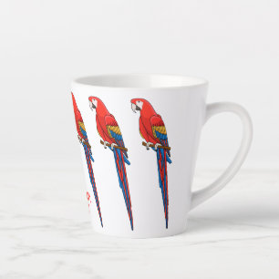 Tasse Latte Illustration du perroquet de macaw Scarlet
