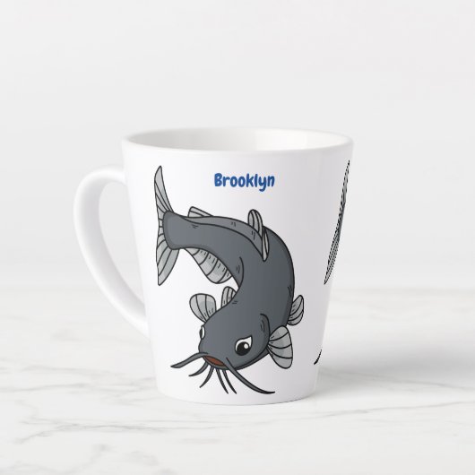 Tasse Latte Illustration du poisson-chat mignon (Angle gauche)