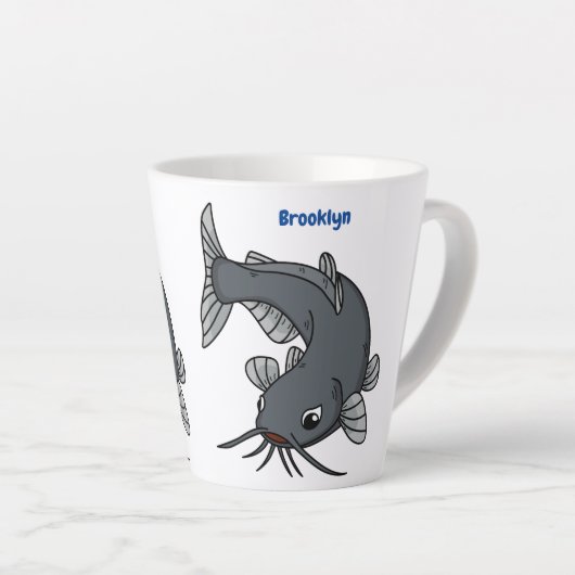 Tasse Latte Illustration du poisson-chat mignon (Angle droit)