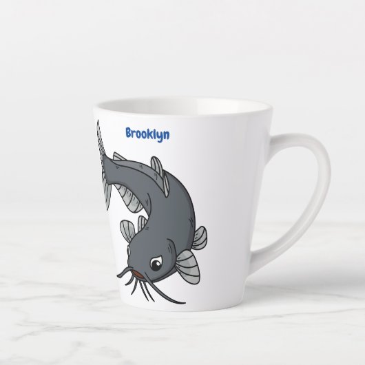 Tasse Latte Illustration du poisson-chat mignon (Droite)
