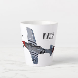 Tasse Latte Illustration d'un avion de chasse-bombardier