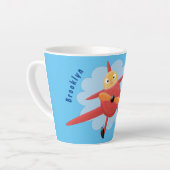Tasse Latte Illustration d'un avion rouge volant mignon (Angle gauche)