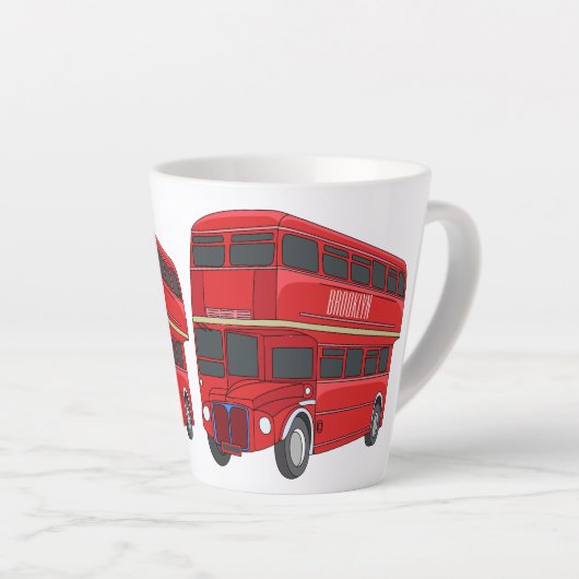 Tasse Latte Illustration d'un bus à deux étages (Angle droit)