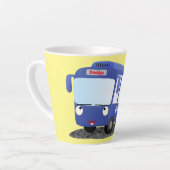 Tasse Latte Illustration d'un bus moderne bleu mignon (Angle gauche)