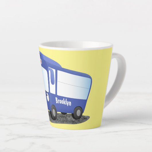Tasse Latte Illustration d'un bus moderne bleu mignon (Angle droit)