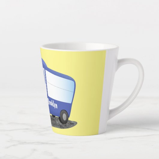 Tasse Latte Illustration d'un bus moderne bleu mignon (Droite)