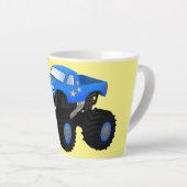 Tasse Latte Illustration d'un camion monstre bleu mou (Angle droit)