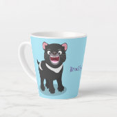 Tasse Latte Illustration d'un diable de Tasmanie affamé (Angle gauche)