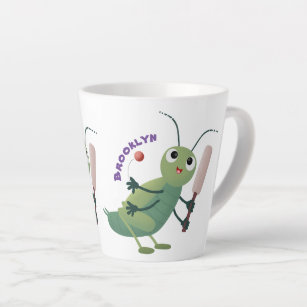 Tasse Latte Illustration d'un insecte du cricket vert mou