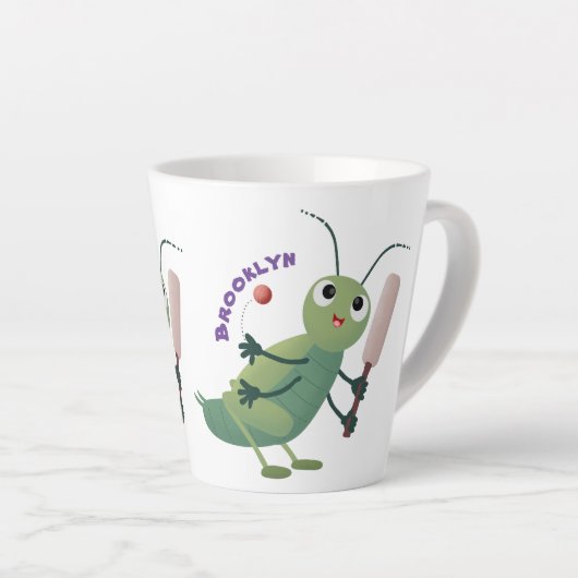 Tasse Latte Illustration d'un insecte du cricket vert mou (Angle droit)