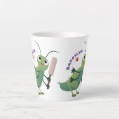 Tasse Latte Illustration d'un insecte du cricket vert mou (Devant)