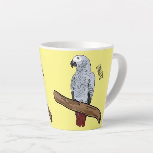 Tasse Latte Illustration d'un perroquet gris en Afrique (Angle droit)