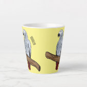Tasse Latte Illustration d'un perroquet gris en Afrique (Devant)