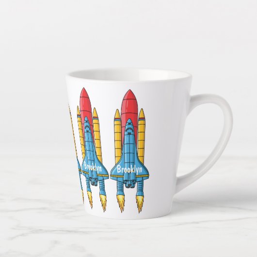 Tasse Latte Illustration d'un vaisseau de fusées (Droite)
