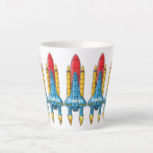Tasse Latte Illustration d'un vaisseau de fusées (Devant)