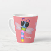Tasse Latte Illustration d'une libellule bleu et rose (Angle gauche)