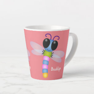 Tasse Latte Illustration d'une libellule bleu et rose